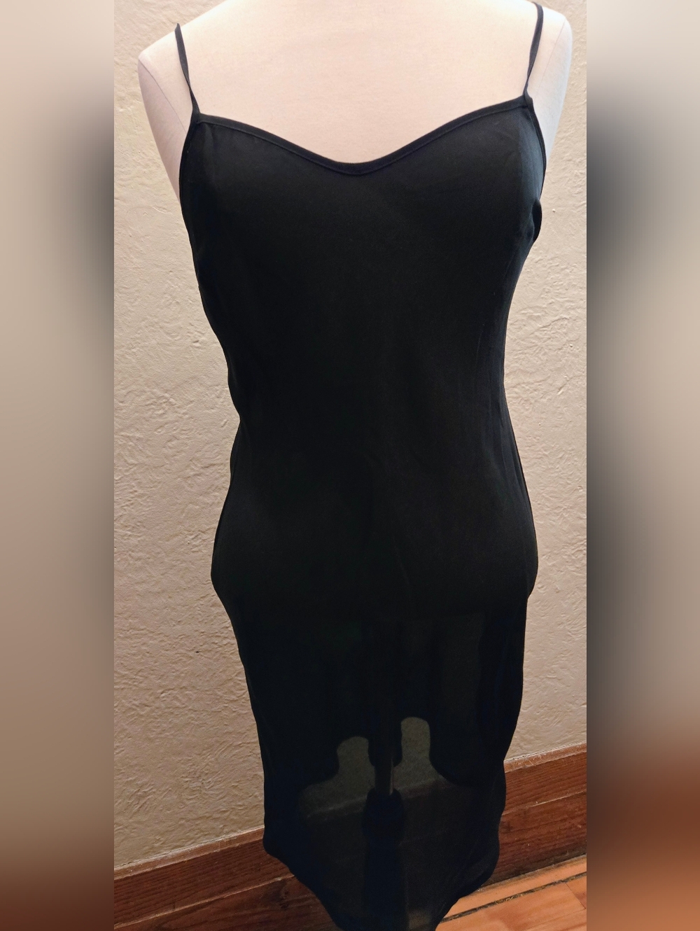 Michael Michael Kors Black Sheer Slip Dress M | 90s Minimalist Layering Midi